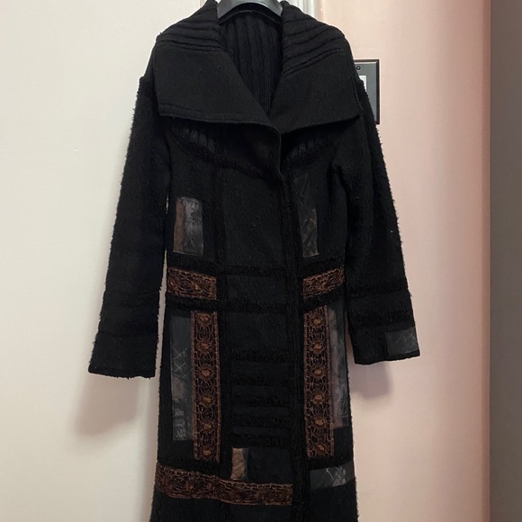 Le Gatte Patchwork Flowy Wool Coat Size III ITALY - Picture 5 of 12